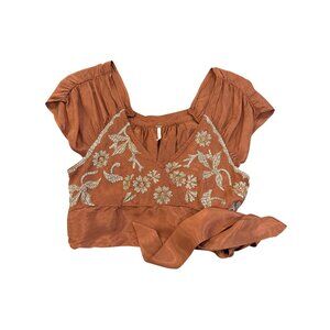 Free People Embroidered Wrap Crop Top – Medium